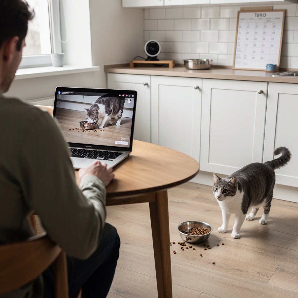Como usar gravações para conferir se o gato realmente comeu