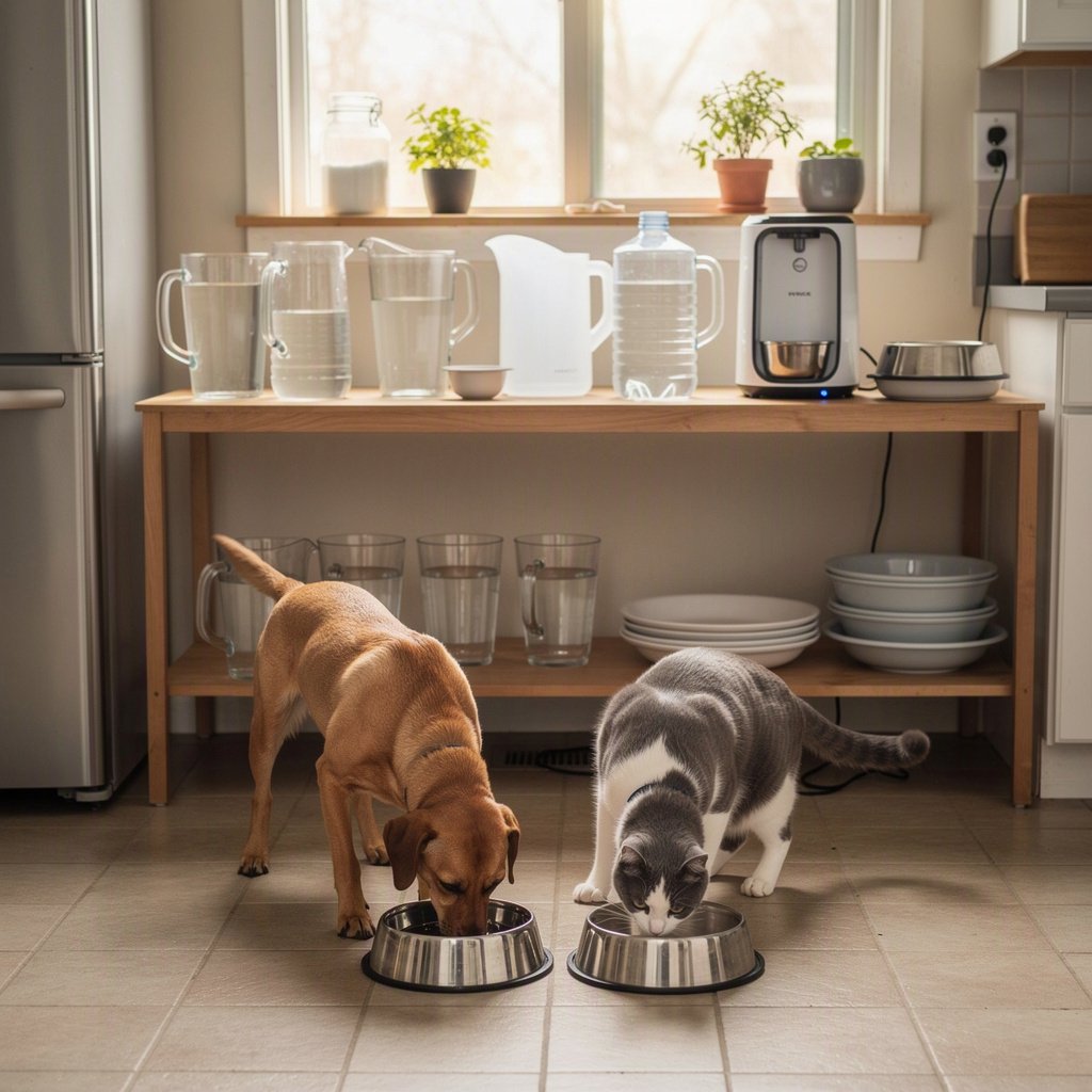 Como manter água disponível para cães e gatos quando falta energia